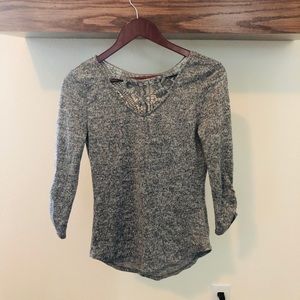 Gray Crochet Lace Sweater Long Sleeve Top NWOT